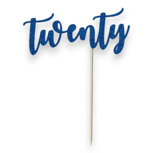 Picture of TWENTY CAKE TOPPER BLUE GLITTER